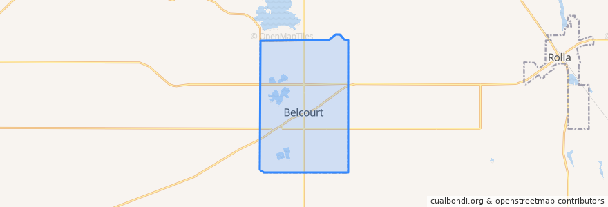 Mapa de ubicacion de Belcourt.