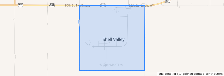 Mapa de ubicacion de Shell Valley.