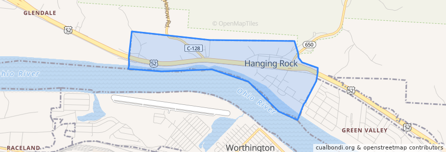 Mapa de ubicacion de Hanging Rock.