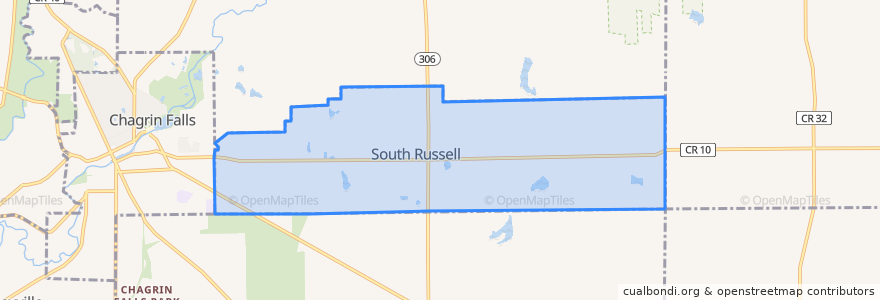 Mapa de ubicacion de South Russell.