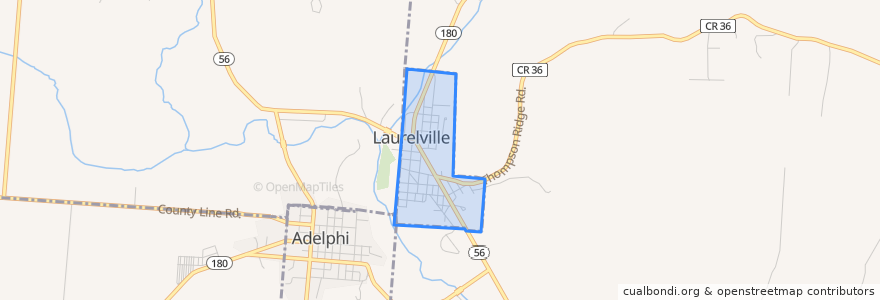 Mapa de ubicacion de Laurelville.