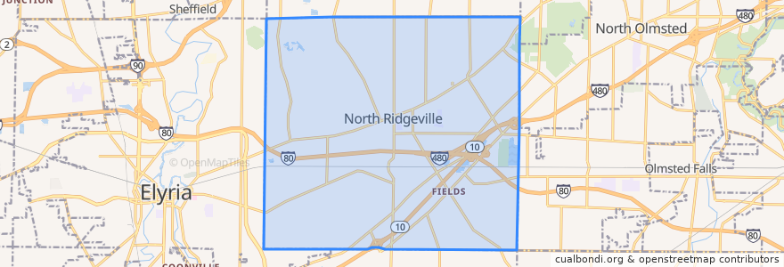 Mapa de ubicacion de North Ridgeville.