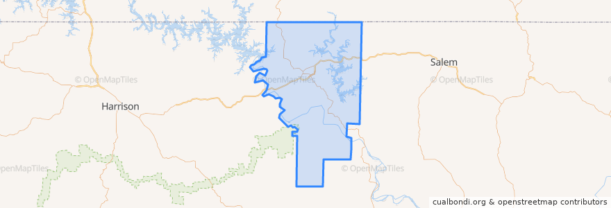 Mapa de ubicacion de Baxter County.