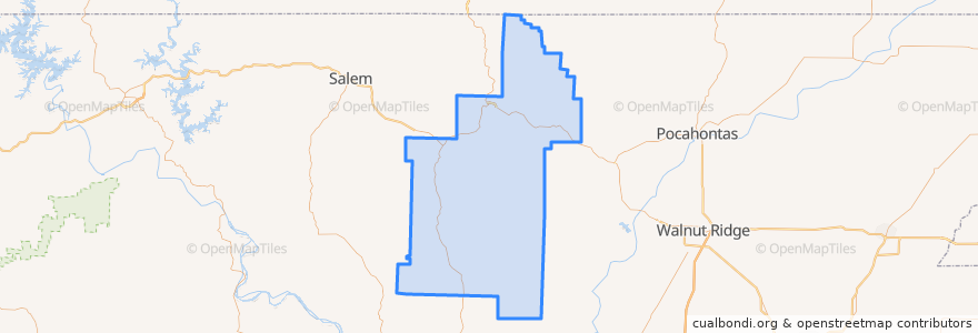 Mapa de ubicacion de Sharp County.