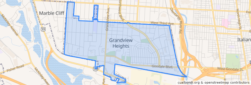 Mapa de ubicacion de Grandview Heights.