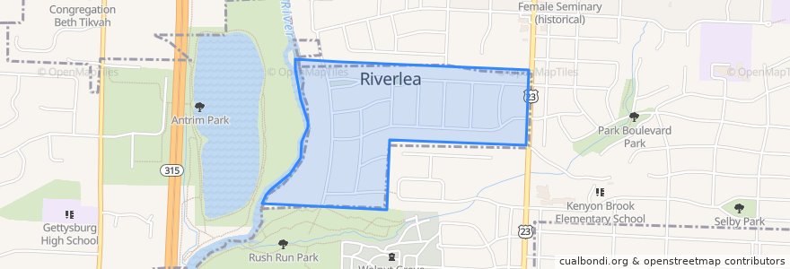 Mapa de ubicacion de Riverlea.