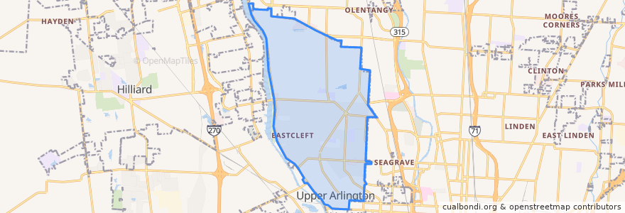 Mapa de ubicacion de Upper Arlington.