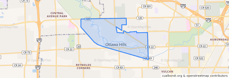 Mapa de ubicacion de Ottawa Hills.