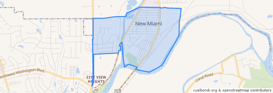 Mapa de ubicacion de New Miami.