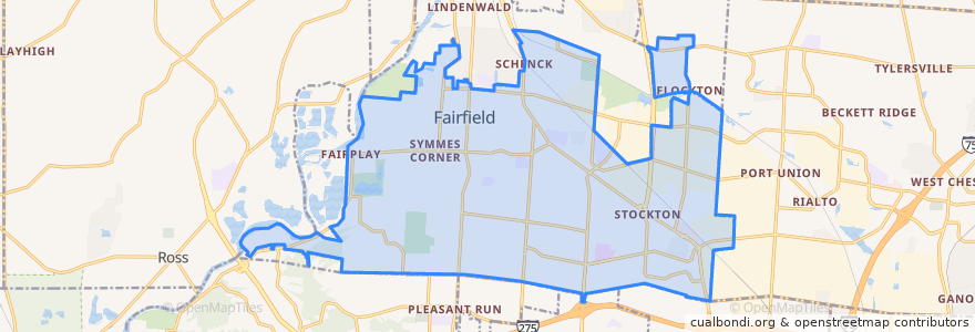 Mapa de ubicacion de Fairfield.