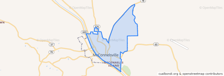 Mapa de ubicacion de McConnelsville.