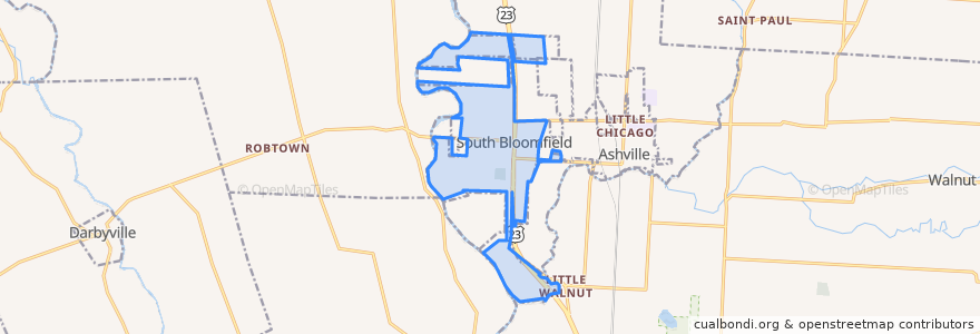 Mapa de ubicacion de South Bloomfield.