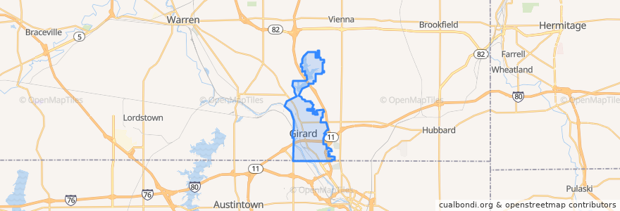 Mapa de ubicacion de Girard.