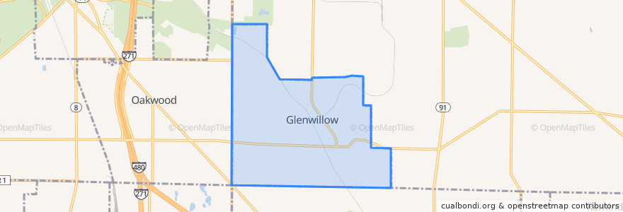 Mapa de ubicacion de Glenwillow.
