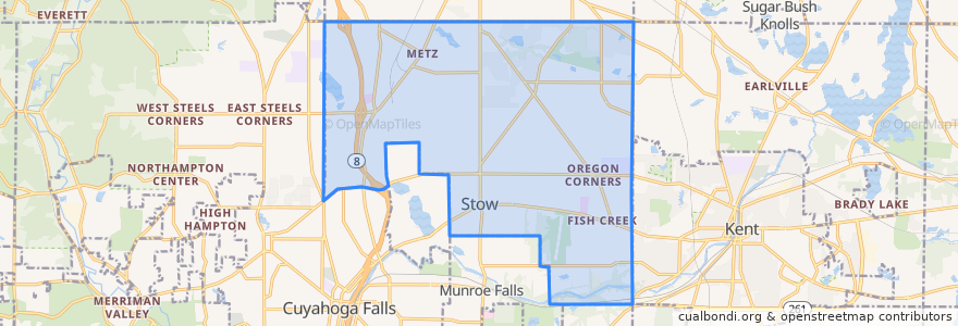 Mapa de ubicacion de Stow.
