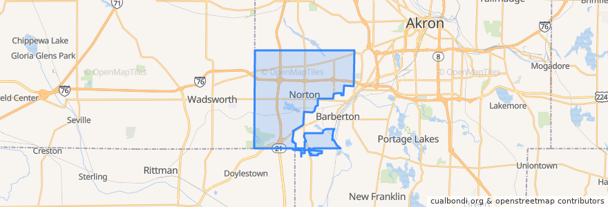 Mapa de ubicacion de Norton.