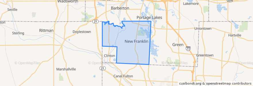 Mapa de ubicacion de New Franklin.