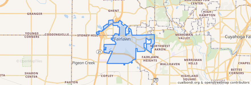 Mapa de ubicacion de Fairlawn.