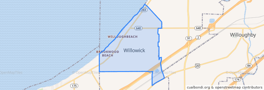 Mapa de ubicacion de Willowick.