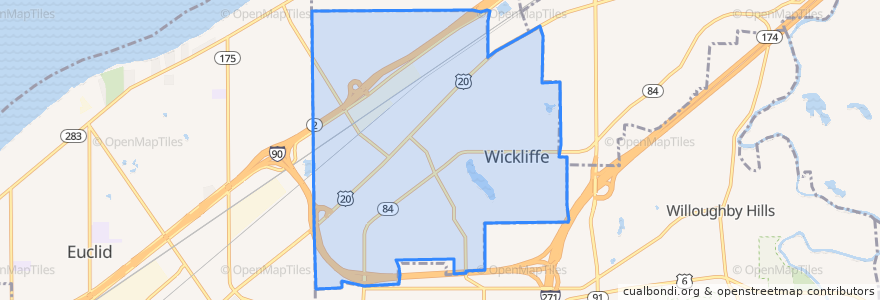 Mapa de ubicacion de Wickliffe.