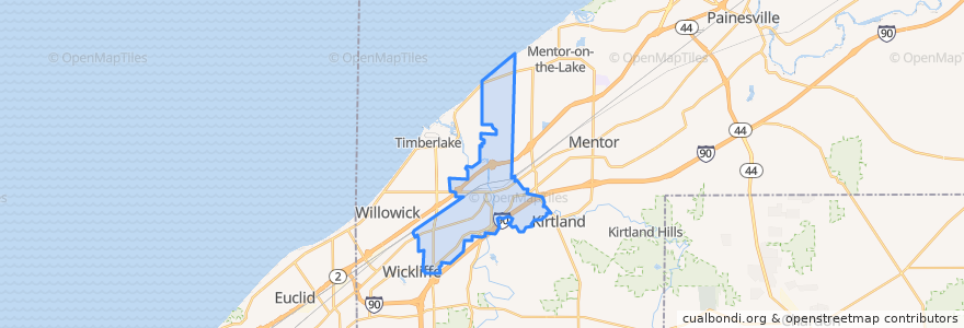 Mapa de ubicacion de Willoughby.