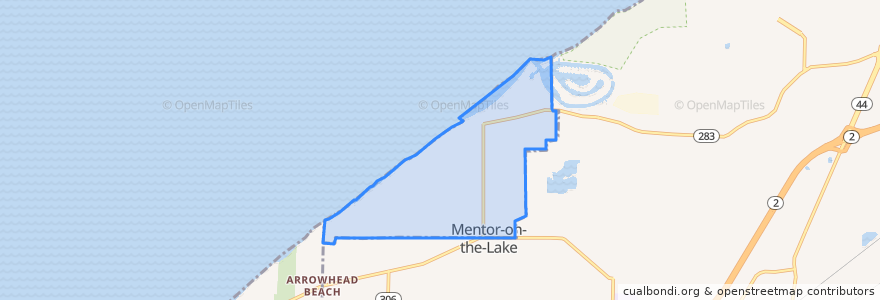 Mapa de ubicacion de Mentor-on-the-Lake.
