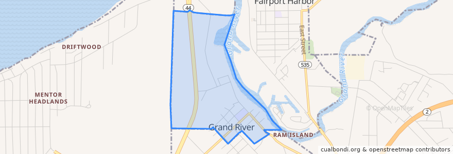 Mapa de ubicacion de Grand River.