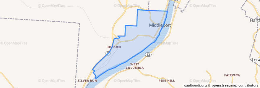 Mapa de ubicacion de Middleport.