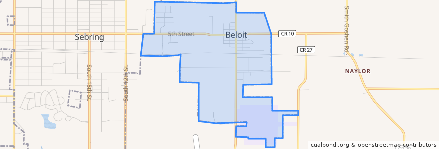 Mapa de ubicacion de Beloit.