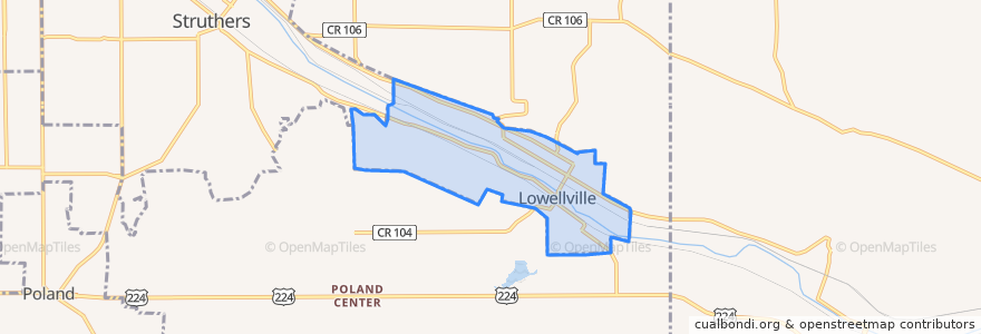 Mapa de ubicacion de Lowellville.