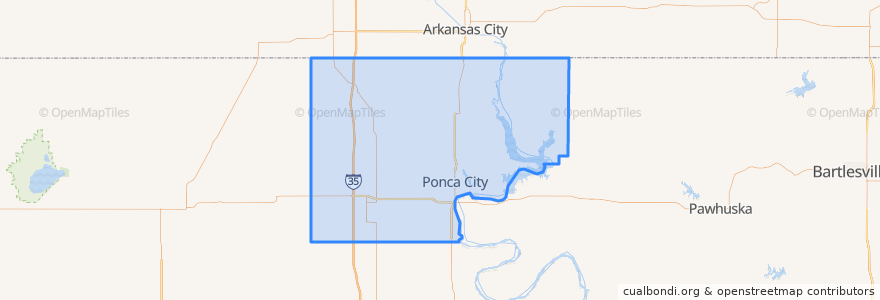 Mapa de ubicacion de Kay County.