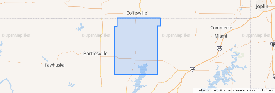 Mapa de ubicacion de Nowata County.