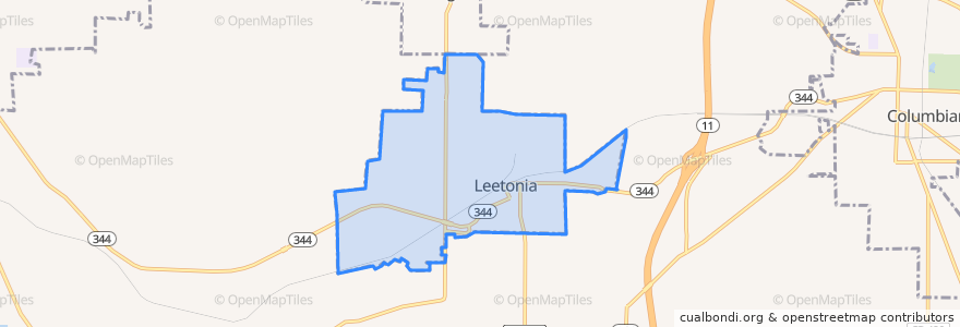 Mapa de ubicacion de Leetonia.