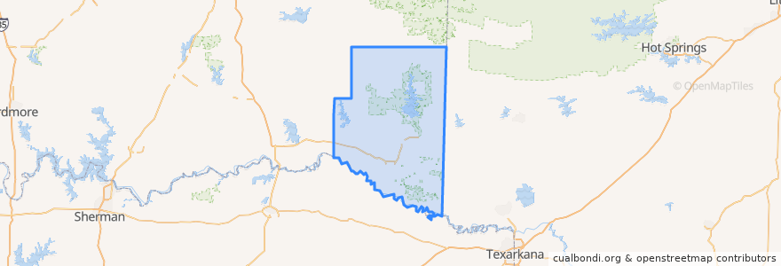 Mapa de ubicacion de McCurtain County.