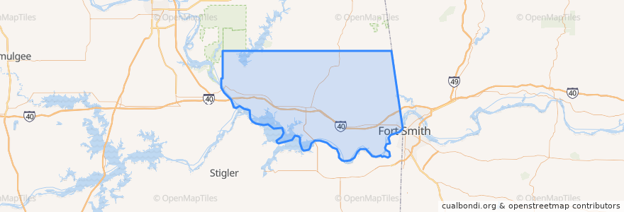 Mapa de ubicacion de Sequoyah County.