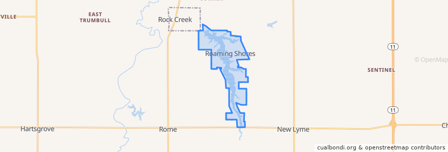 Mapa de ubicacion de Roaming Shores.