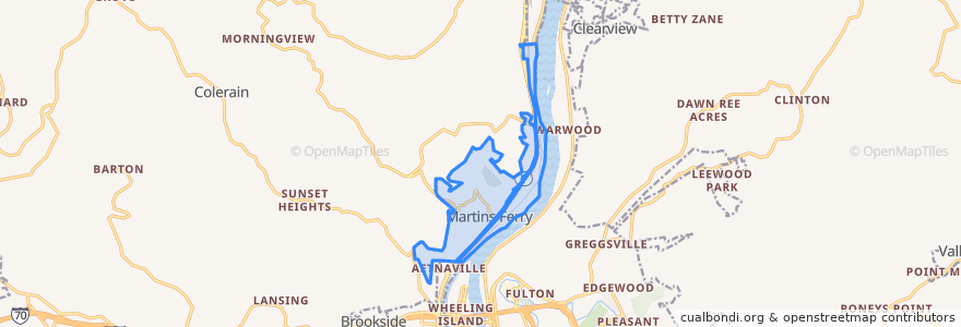 Mapa de ubicacion de Martins Ferry.
