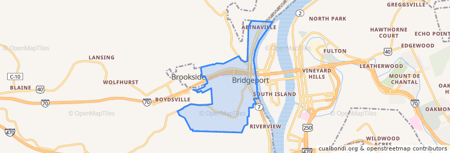 Mapa de ubicacion de Bridgeport.