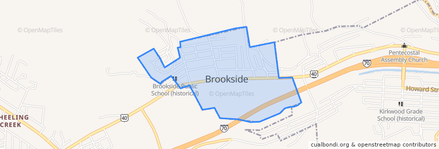 Mapa de ubicacion de Brookside.