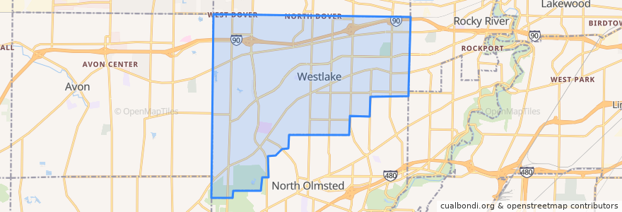 Mapa de ubicacion de Westlake.