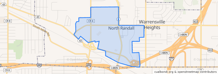 Mapa de ubicacion de North Randall.