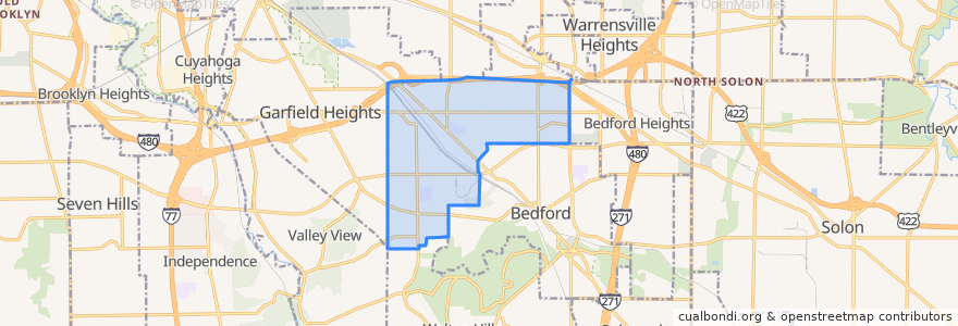 Mapa de ubicacion de Maple Heights.