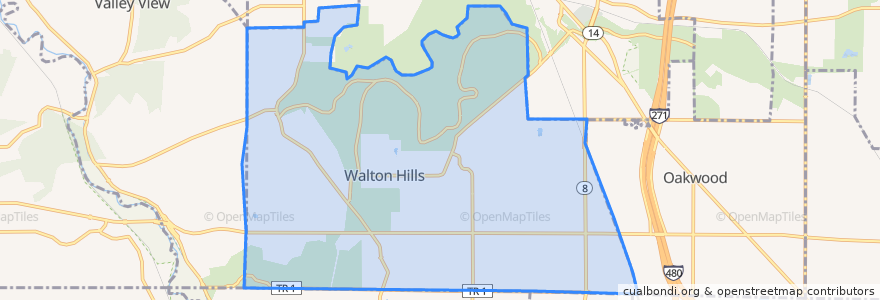 Mapa de ubicacion de Walton Hills.