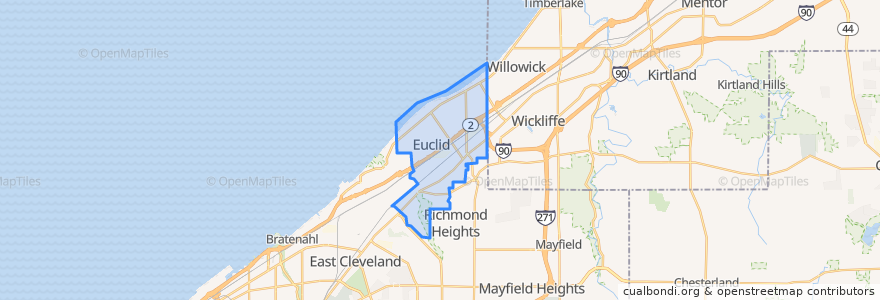 Mapa de ubicacion de Euclid.