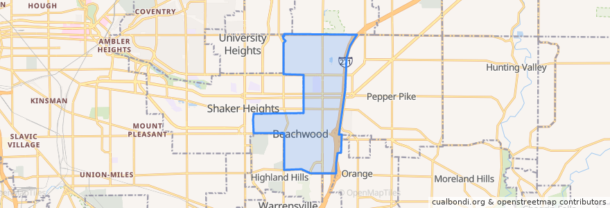 Mapa de ubicacion de Beachwood.