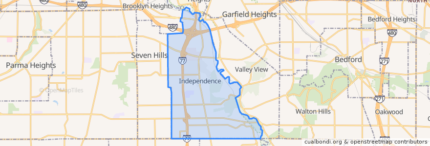 Mapa de ubicacion de Independence.