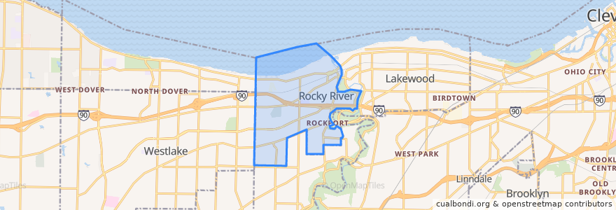 Mapa de ubicacion de Rocky River.