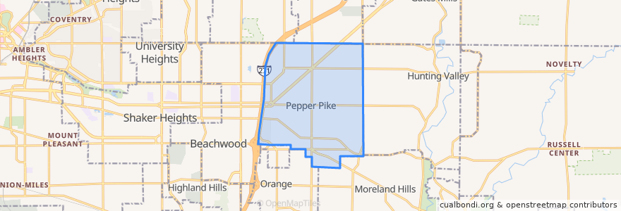 Mapa de ubicacion de Pepper Pike.