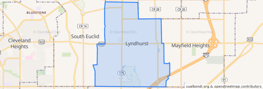 Mapa de ubicacion de Lyndhurst.