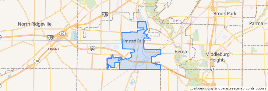 Mapa de ubicacion de Olmsted Falls.